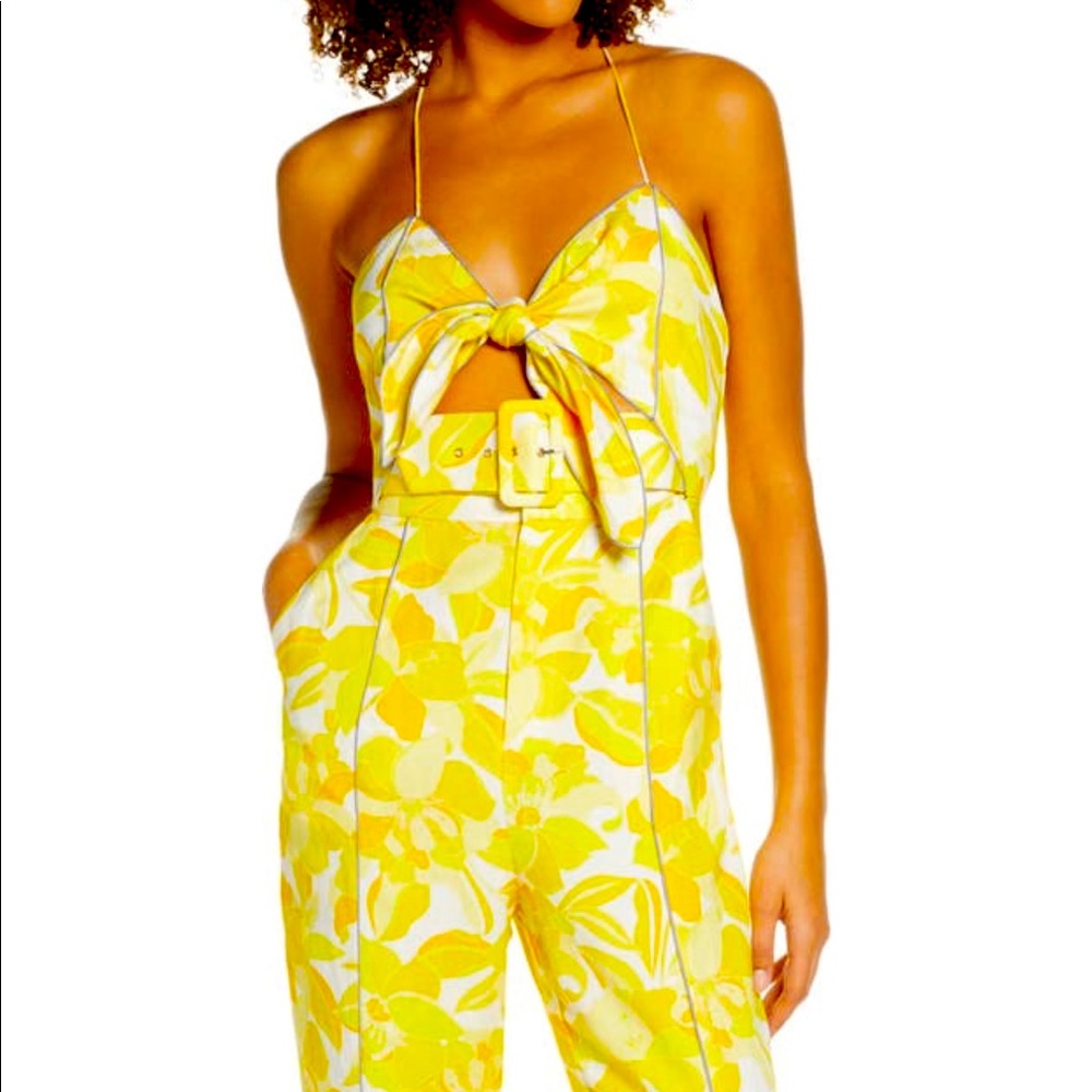 Significant Other Rockpool Floral Tie Front Linen Jumpsuit